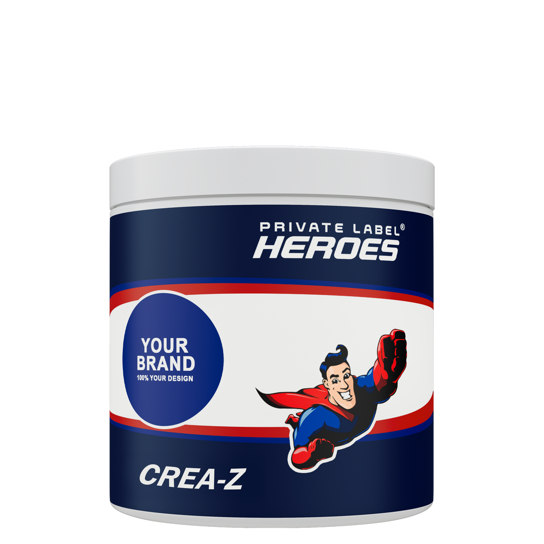 Private Label Heroes - Crea-Z Creatine Anhydrate im White Label Portfolio in vielen Geschmacksrichtungen schon ab geringer Abnahme verfügbar. Crea-Z Kreatin Anhydrate